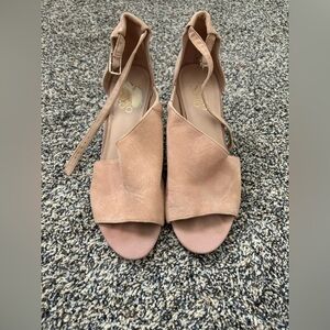 Franco Sarto Tan Ankle-Strap Open Toe & Side Heel